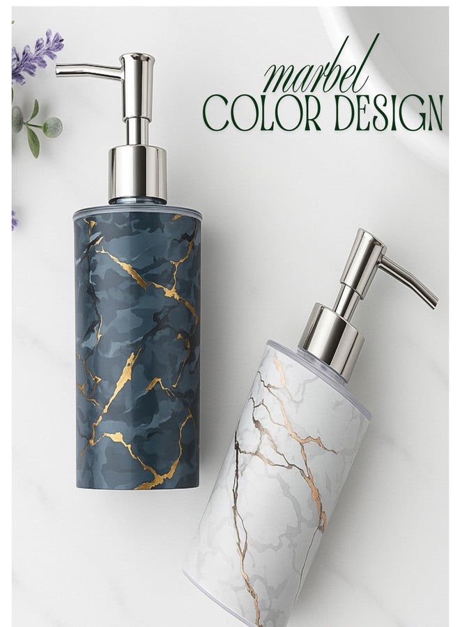 Emoh Roced Liquid Soap Dispenser 250ML - Refillable Unbreakable Plastic Bottle for Handwash, Sanitizer, Lotion, Shampoo - Bathroom, Kitchen, Sink, Shower, Wash Basin (Grey Marble, Pack of 2) - Image 2